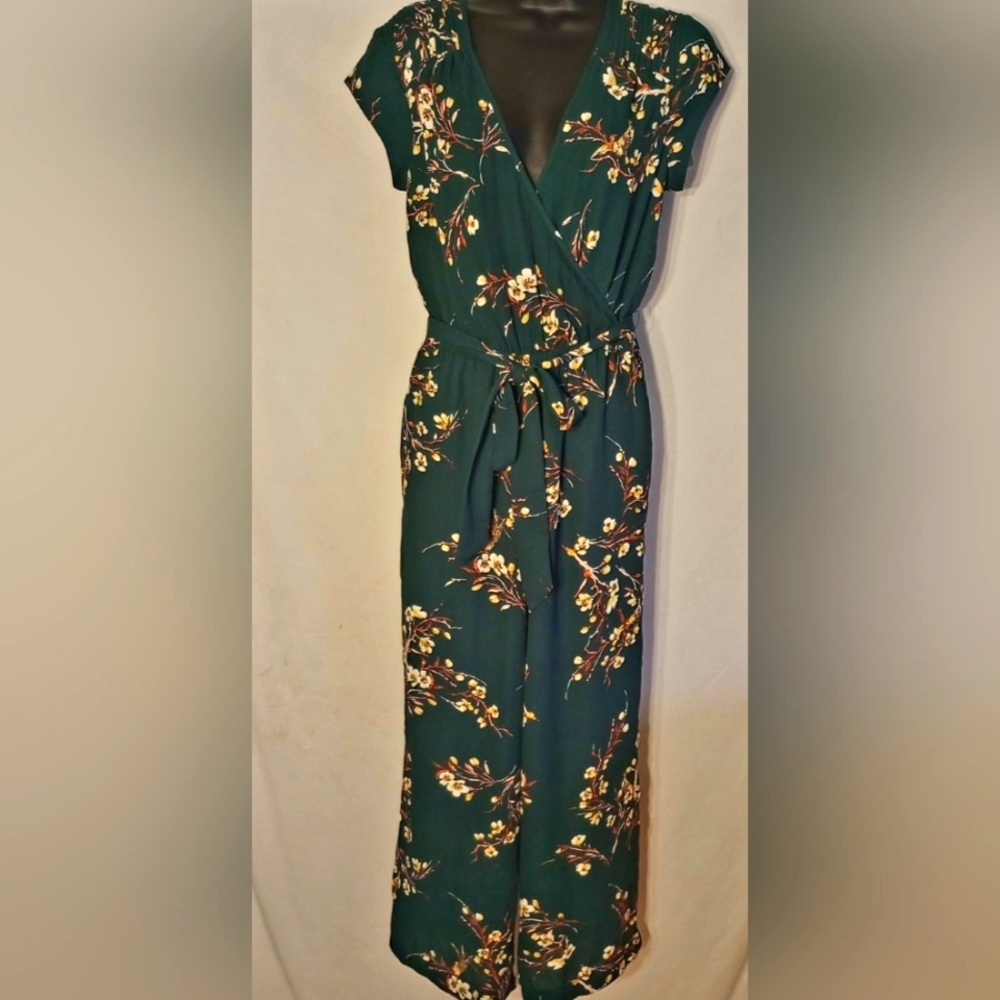 DR2 Green Flutter Sleeve Wrap Jumpsuit